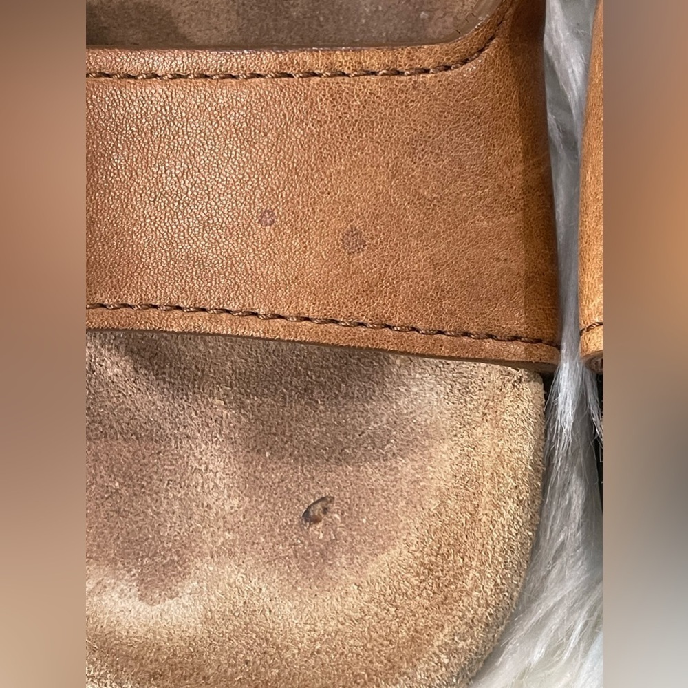 Ecru Suede Double Buckle Slide Sandal - Picture 4 of 14